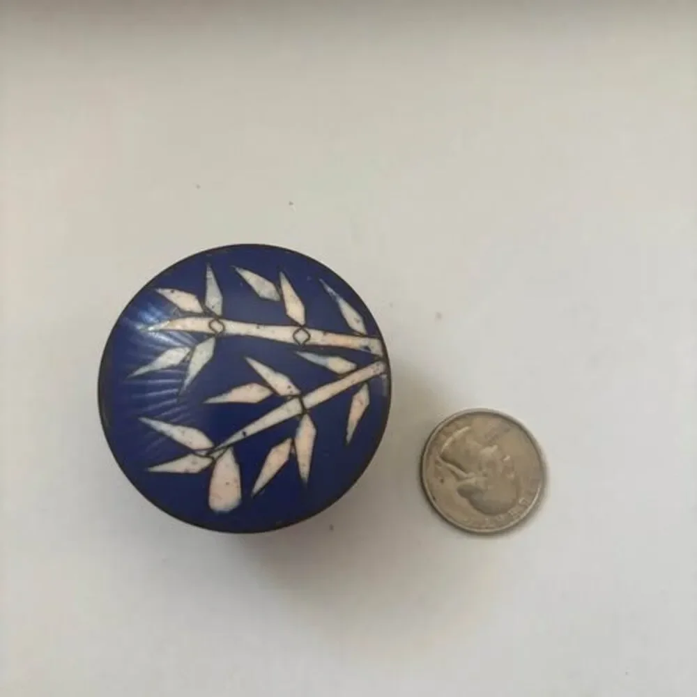 Vintage Chinese Cloisonné Enamel Trinket Box – Bamboo Design
